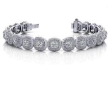 14KT WHITE GOLD 3 CTW G-H VS2/SI1 VINTAGE INSPIRED FANCY BRACELET LAB-GROWN DIAMOND