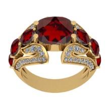 5.70 Ctw VS/SI1 Garnet and Diamond 14K Yellow Gold Engangement Ring (ALL DIAMOND LAB GROWN Diamond )