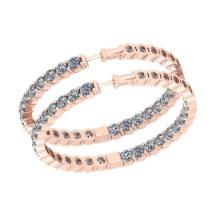 1.54 Ctw VS/SI1 Diamond 14K Rose Gold Hoop Earrings (ALL DIAMOND ARE LAB GROWN)