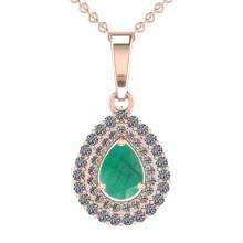 3.09 Ctw VS/SI1 Emerald and Diamond 14K Rose Gold Necklace (ALL DIAMOND ARE LAB GROWN )