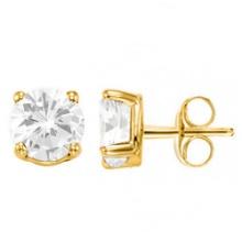 CERTIFIED 2.15 CTW ROUND D/VS1 DIAMOND (LAB GROWN Certified DIAMOND SOLITAIRE EARRINGS ) IN 14K YELL