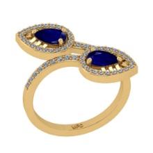 1.35 Ctw VS/SI1 Blue Sapphire and Diamond 14K Yellow Gold Engagement Ring(ALL DIAMOND ARE LAB GROWN)
