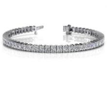 14K WHITE GOLD 4 CTW G-H I1/I2 PRINCESS CUT STRAND TENNIS BRACELET LAB-GROWN DIAMOND