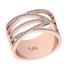 0.84 Ctw Si2/i1 Diamond 14K Rose Gold Men's Band Ring