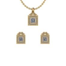 1.32 ctw VS/SI1 Diamond 14K Yellow Gold EarRing+Pendant Set ALL DIAMOND LAB GROWN