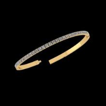 0.64 CtwVS/SI1 Diamond Prong Set 14K Yellow Gold Half Bangle (ALL DIAMOND ARE LAB GROWN )