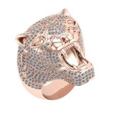 4.23 Ctw VS/SI1 Diamond 14K Rose Gold Wild Lion Face Ring(ALL DIAMOND ARE LAB GROWN)