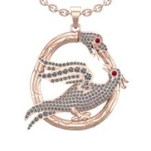 3.00 Ctw SI2/I1 Ruby And Diamond 14K Rose Gold wild animal/Bird Necklace ALL DIAMOND ARE LAB GROWN