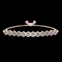 1.23 Ctw VS/SI1 Diamond 14K Rose Gold Slide Bracelet ALL DIAMOND ARE LAB GROWN