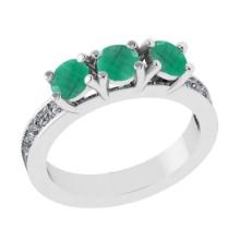 1.25 Ctw VS/SI1 Emerald and Diamond 14K White Gold Engagement Ring (ALL DIAMOND ARE LAB GROWN)