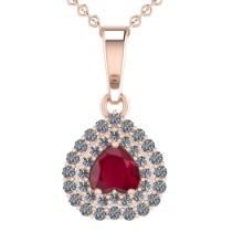 2.03 Ctw VS/SI1 Ruby and Diamond 14K Rose Gold Necklace (ALL DIAMOND ARE LAB GROWN )