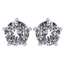 CERTIFIED 2.07 CTW ROUND E/VS1 DIAMOND (LAB GROWN Certified DIAMOND SOLITAIRE EARRINGS ) IN 14K YELL