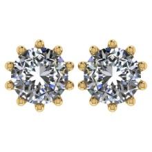 CERTIFIED 0.9 CTW ROUND D/SI2 DIAMOND (LAB GROWN Certified DIAMOND SOLITAIRE EARRINGS ) IN 14K YELLO