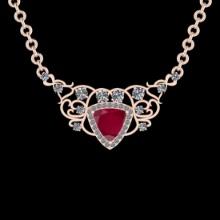 5.10 Ctw VS/SI1 Ruby and Diamond 14K Rose Gold Necklace (ALL DIAMOND ARE LAB GROWN )