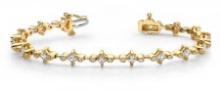 14KT YELLOW GOLD 3 CTW G-H VS2/SI1 PRONG AND BEZEL SET BRACELET LAB-GROWN DIAMOND