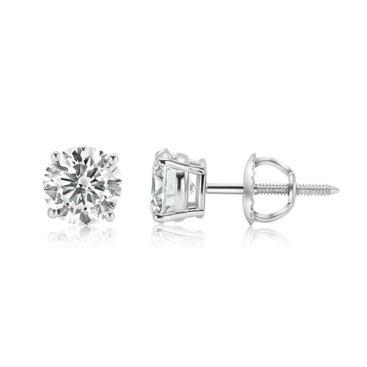 0.29 ctw 14K White Gold 4 Prong Basket Screwback Round Stud (LAB-GROWN)