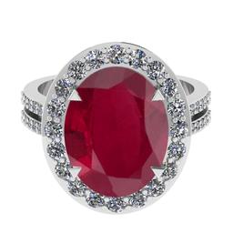 5.55 Ctw VS/SI1 Ruby And Diamond 14K White Gold Engagement Ring