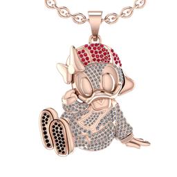 1.51 Ctw VS/SI1 Ruby and Diamond 14K Yellow Gold Hip Hop theme Necklace (ALL DIAMOND ARE LAB GROWN )