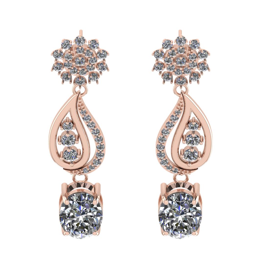 13.57 Ctw VS/SI1 Diamond Prong Set 14K Rose Gold Dangle Stud Earrings (ALL DIAMOND ARE LAB GROWN) (A