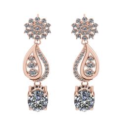 13.57 Ctw VS/SI1 Diamond Prong Set 14K Rose Gold Dangle Stud Earrings (ALL DIAMOND ARE LAB GROWN) (A