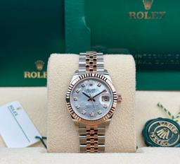 28mm Two-Tone Oysterperpetual Fluted Jubilee MOP Diamond Dial Rolex Ref 279173 Comes With Box & Pape
