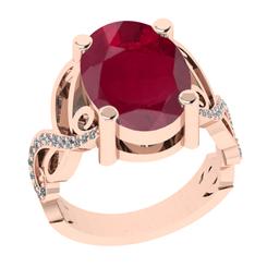 3.68 Ctw VS/SI1 Ruby and Diamond Prong Set 14K Rose Gold Engagement Ring (ALL DIAMOND ARE LAB GROWN)