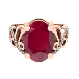 3.68 Ctw VS/SI1 Ruby and Diamond Prong Set 14K Rose Gold Engagement Ring (ALL DIAMOND ARE LAB GROWN)
