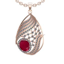 6.68 Ctw VS/SI1 Ruby and Diamond 14k Rose Gold Pendant (ALL DIAMOND ARE LAB GROWN)