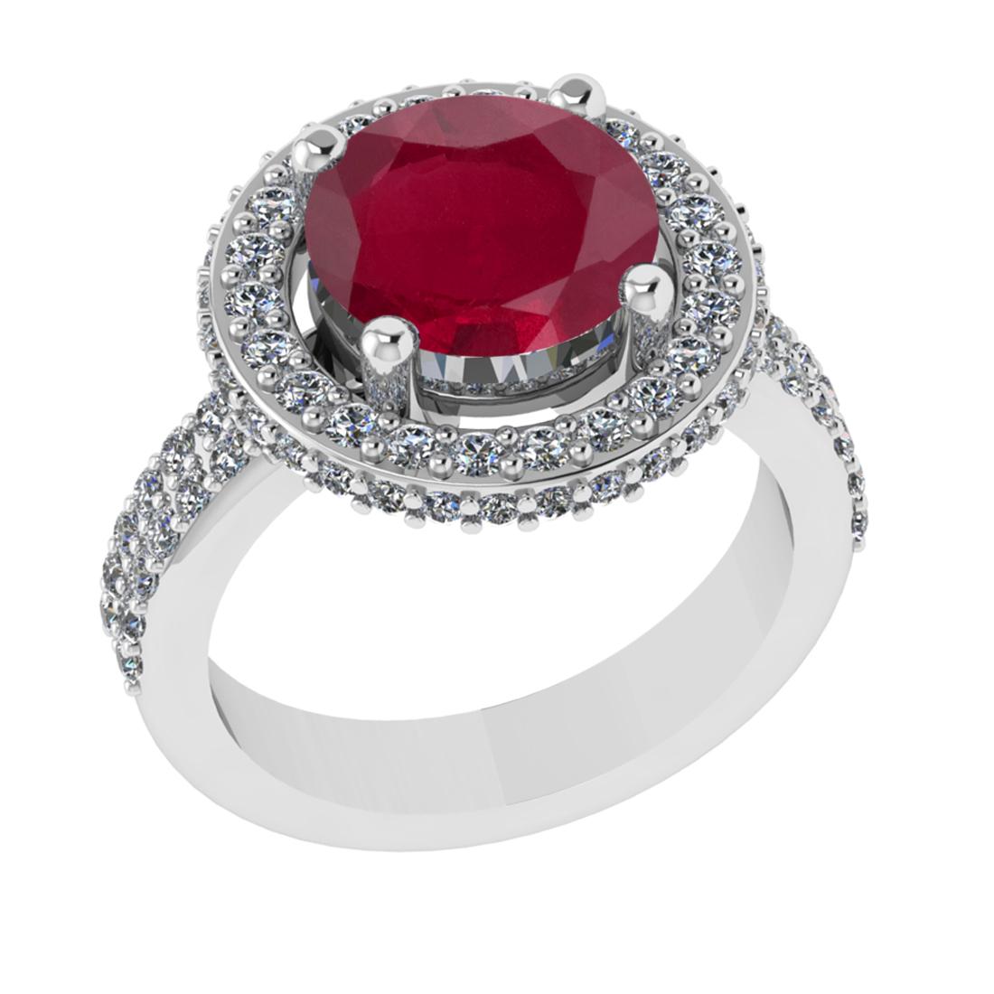 1.07 Ctw VS/SI1 Ruby and Diamond 14k white Gold Engagement Ring (ALL DIAMOND ARE LAB GROWN)
