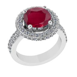 1.07 Ctw VS/SI1 Ruby and Diamond 14k white Gold Engagement Ring (ALL DIAMOND ARE LAB GROWN)