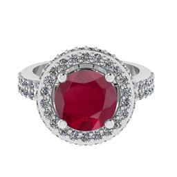 1.07 Ctw VS/SI1 Ruby and Diamond 14k white Gold Engagement Ring (ALL DIAMOND ARE LAB GROWN)