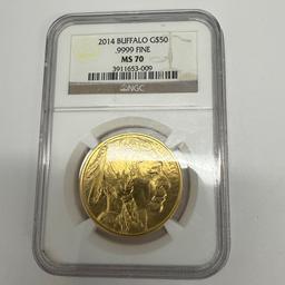 2014 $50 1 Ounce Gold Buffalo Coin NGC Certified MS70
