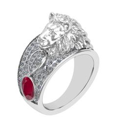 1.57 Ctw VS/SI1 Ruby and Diamond 14K White Gold Engagement Ring (ALL DIAMOND ARE LAB GROWN) (ALL DIA