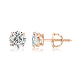 0.5 ctw 14k Rose Gold 4 Prong Basket Screwback Round Stud (LAB GROWN DIAMOND)