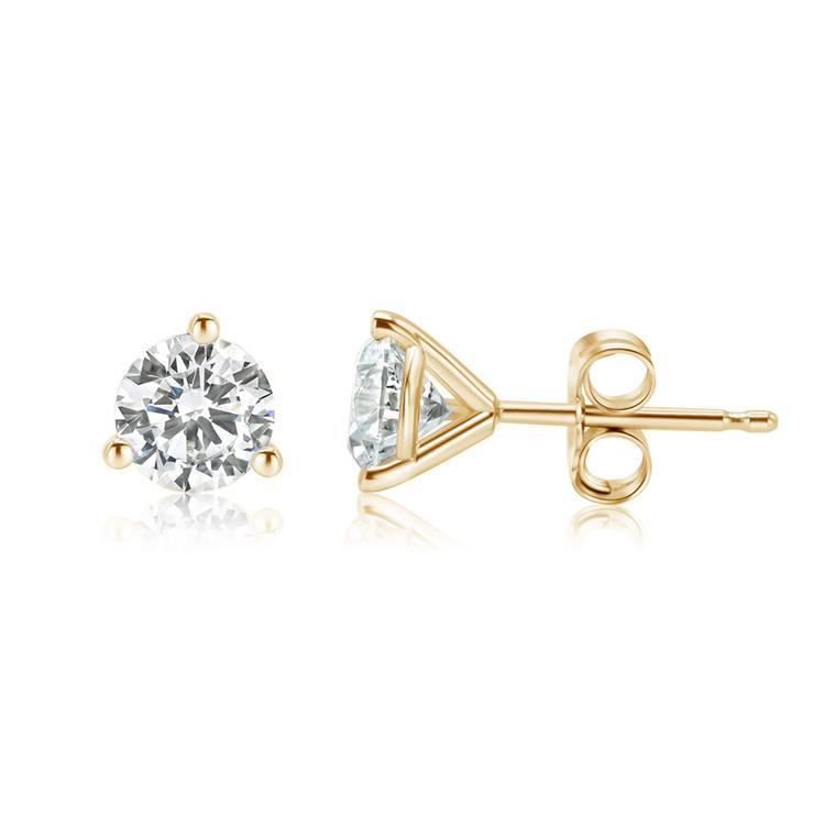 2.11 ctw 14K Yellow Gold 4 Prong Basket Pushback Round Stud