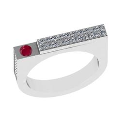 0.48 Ctw VS/SI1 Ruby and Diamond 14K White Gold Engagement Ring (ALL DIAMOND ARE LAB GROWN) (ALL DIA