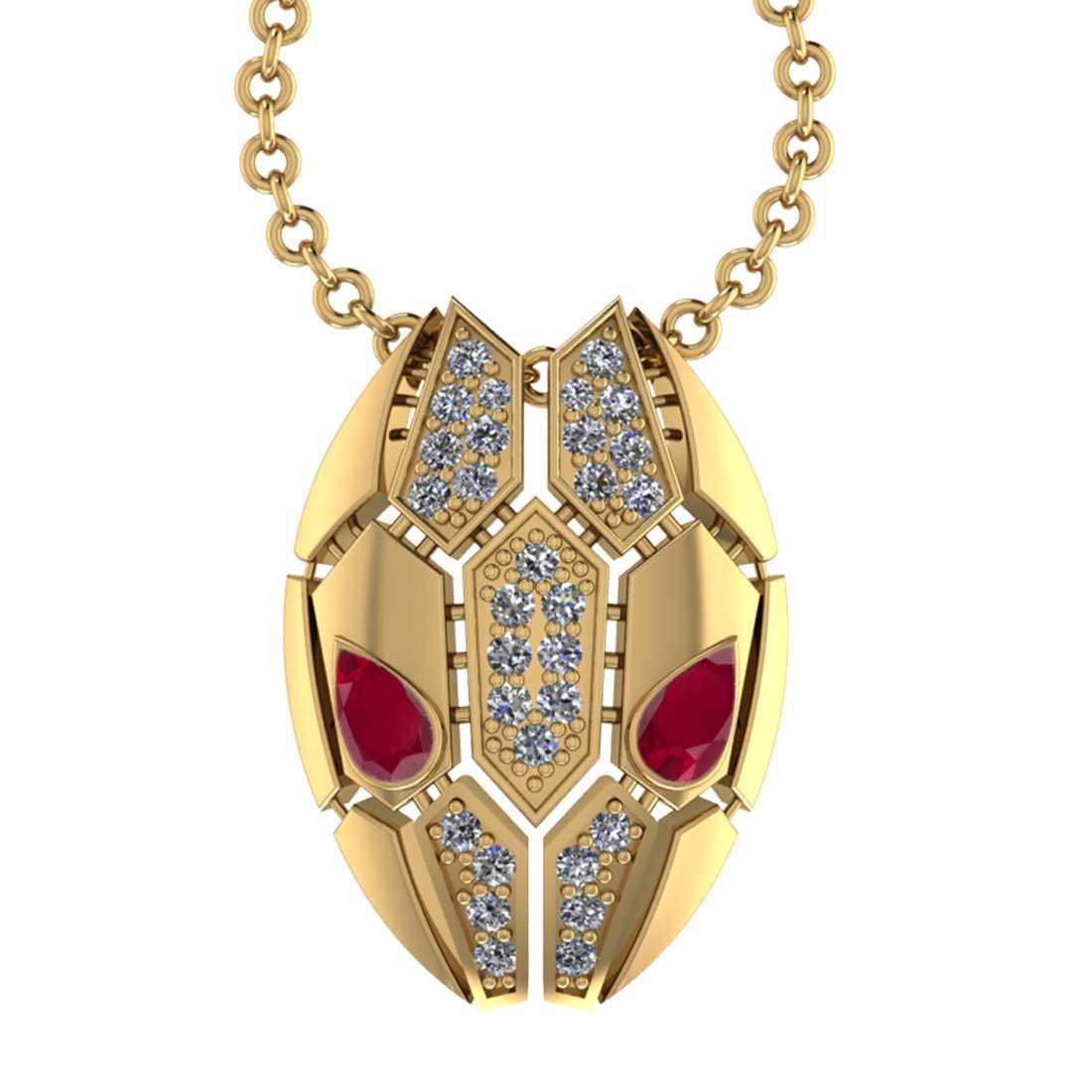0.91 Ctw VS/SI1 Ruby and Diamond 14K Yellow Gold Snake Necklace(ALL DIAMOND ARE LAB GROWN DIAMOND )