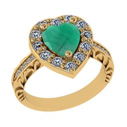 2.52 Ctw VS/SI1 Emerald And Diamond 14k Yellow Gold Engagement Ring (ALL DIAMOND ARE LAB GROWN)