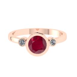 0.91 Ctw VS/SI1 Ruby and Diamond 14k Rose Gold Engagement Ring (ALL DIAMOND