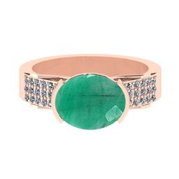 2.98 Ctw VS/SI1 Emerald And Diamond 14k Rose Gold Engagement Ring (ALL DIAM