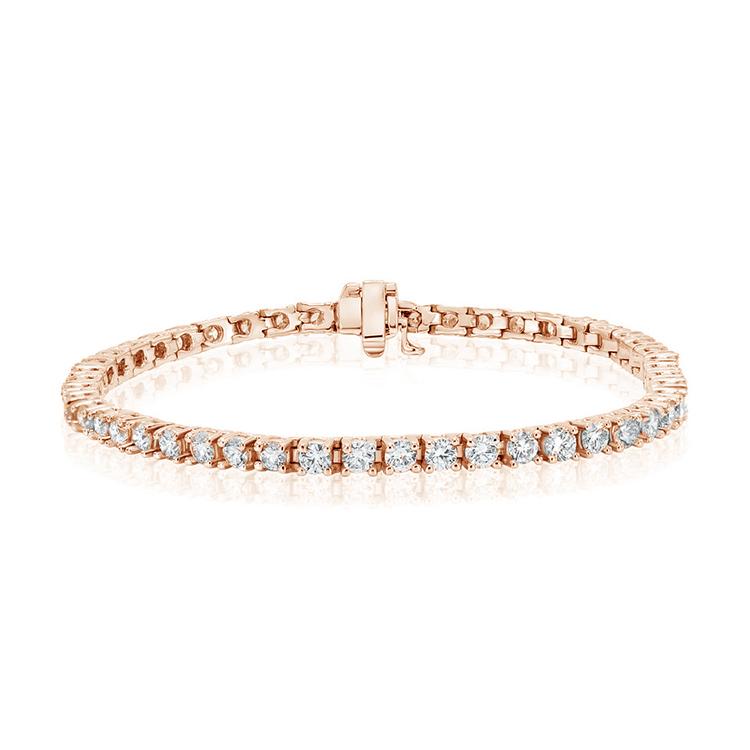 1.85 ctw 14k Rose Gold 7 inch Basket 4 Prong Tennis Bracelet (LAB GROWN DIA