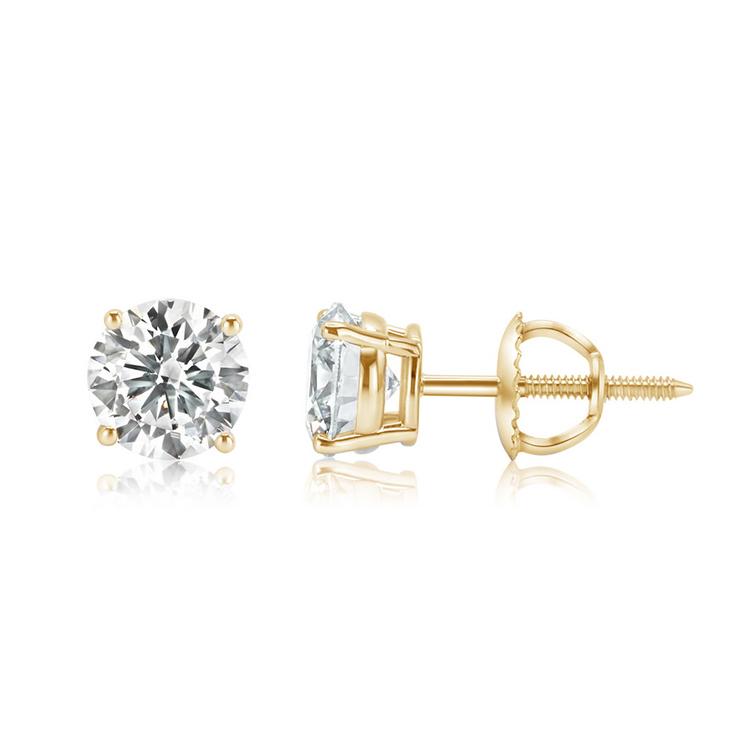 0.24 ctw 14k Yellow Gold 4 Prong Basket Screwback Round Stud