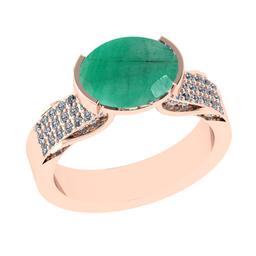 2.98 Ctw VS/SI1 Emerald And Diamond 14k Rose Gold Engagement Ring (ALL DIAM