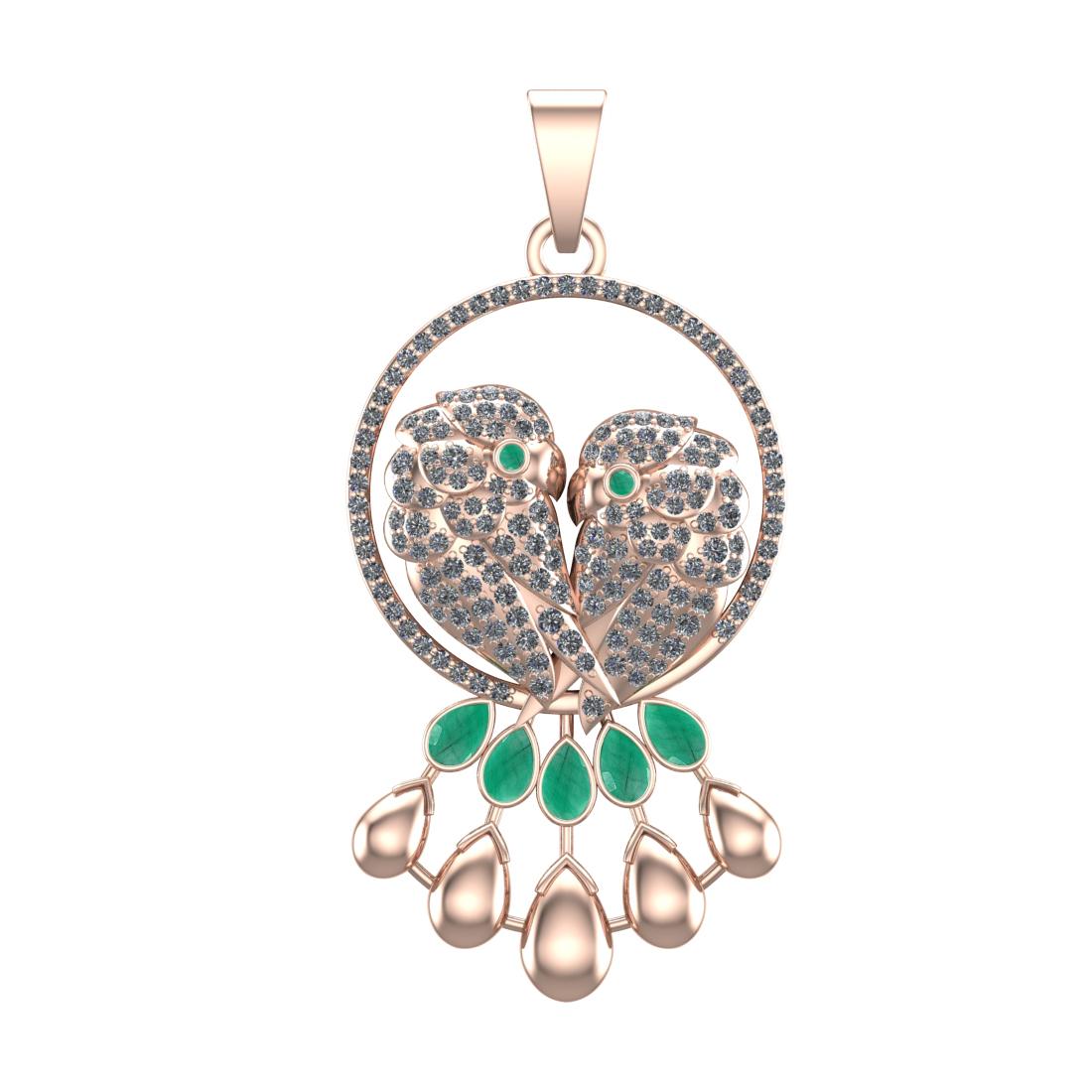 3.73 Ctw VS/SI1 Emerald and Diamond 14k Rose Gold Pandant (ALL DIAMOND ARE