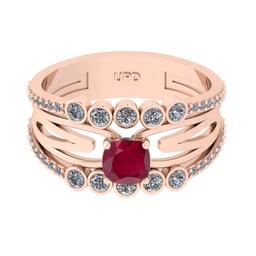 1.03 Ctw VS/SI1 Ruby and Diamond 14k Rose Gold Engagement Ring (ALL DIAMOND