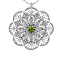 2.47 Ctw VS/SI1 Peridot and Diamond Set 10K white Gold Pendant (ALL DIAMOND