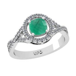 1.65 Ctw VS/SI1 Emerald and Diamond 14k white Gold Engagement Ring (ALL DIA