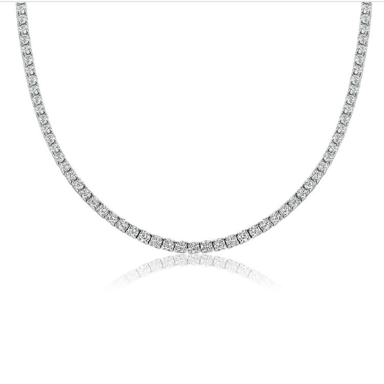 6.68 ctw 14K White Gold 17 inch Basket 4 Prong Tennis  Necklace (LAB-GROWN)