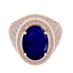7.50 Ctw VS/SI1 Blue Sapphire And Diamond 14K Rose Gold Engagement Ring