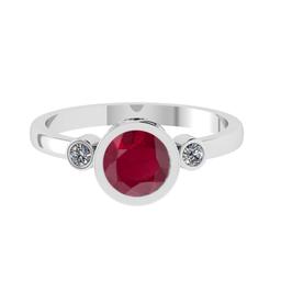 0.91 Ctw VS/SI1 Ruby and Diamond 14k white Gold Engagement Ring (ALL DIAMON